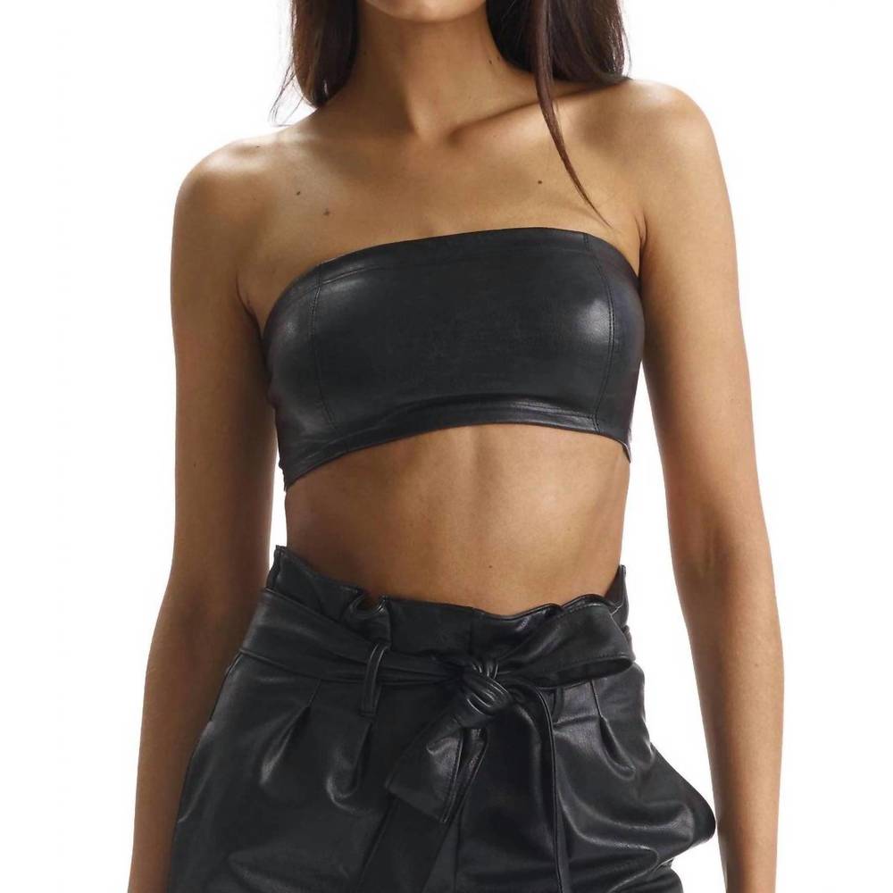 NEW COMMANDO faux leather bandeau bralette in black
